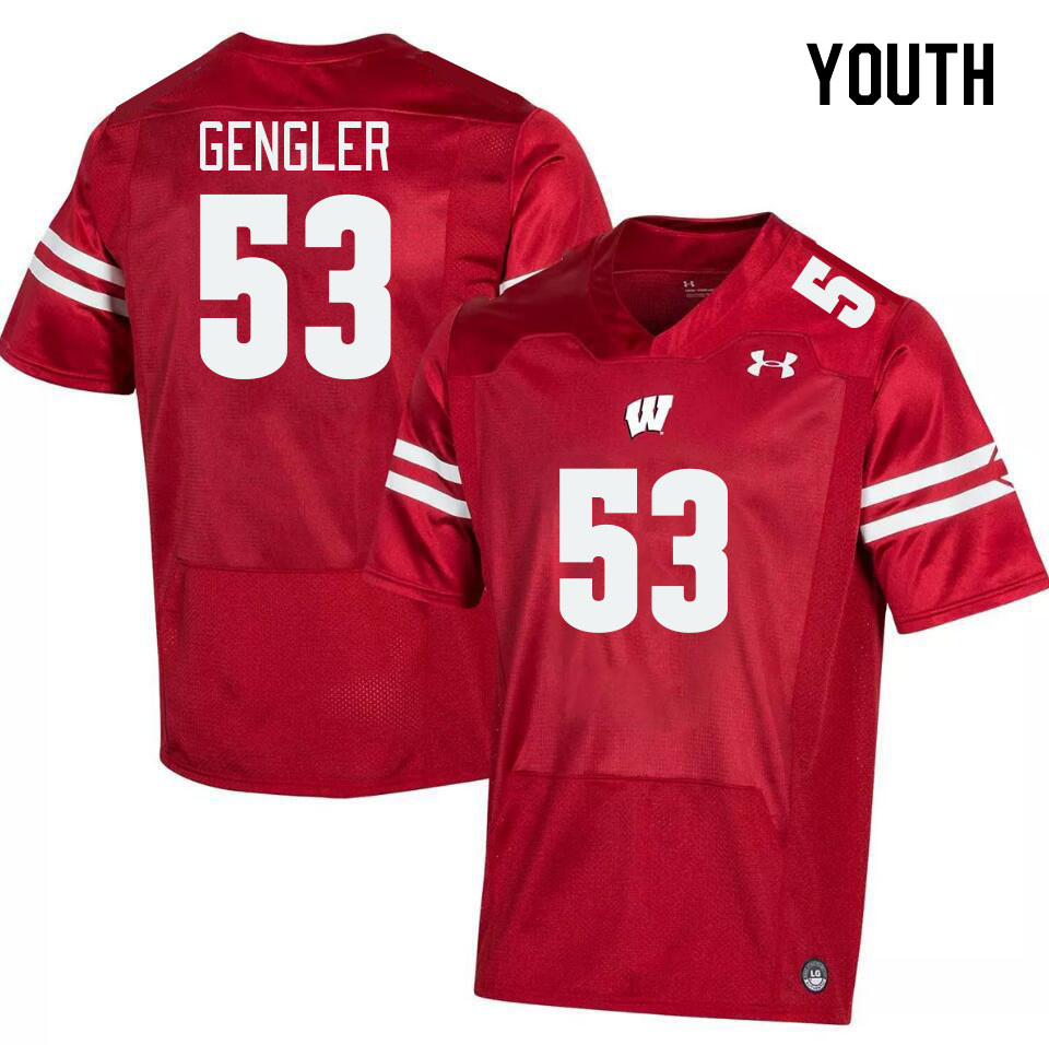 Youth #53 Ross Gengler Winsconsin Badgers College Football Jerseys Stitched Sale-Red